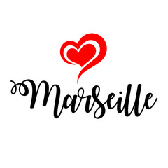 Love Marseille handwritting illustration 
