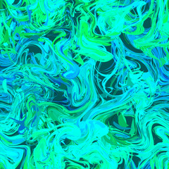Bright colourful turquoise paint splash on dark, seamless pattern