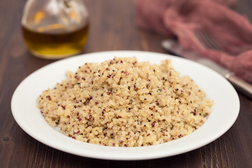 boiled quinoa on white plate