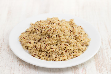 boiled quinoa on white plate