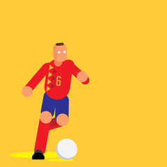 Spain player dribbling ball flat vector