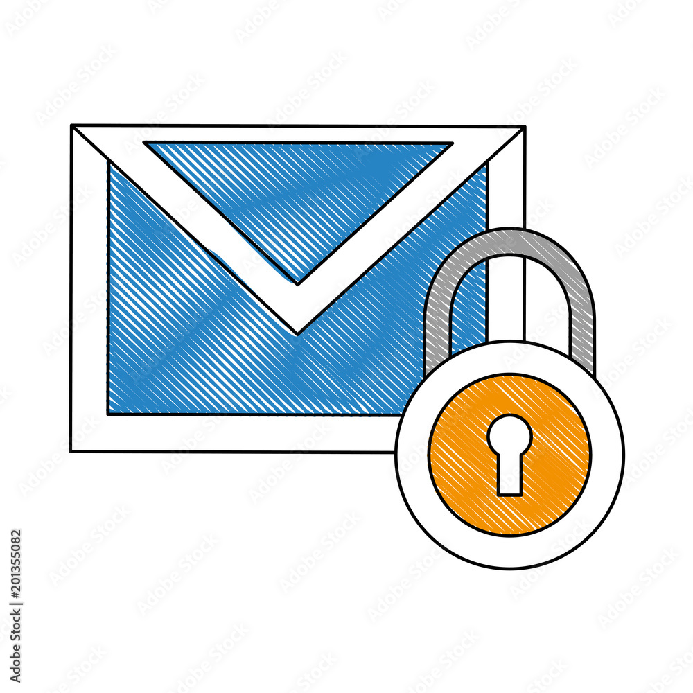 Poster email message security data notification vector illustration drawing