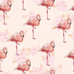 seamless flamingo pattern vector illustration
