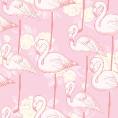 seamless flamingo pattern vector illustration