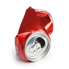 Compressed cans isolated on a white background