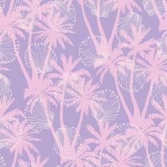 Hand drawn vector illustrations - seamless pattern of seashells. Marine background.