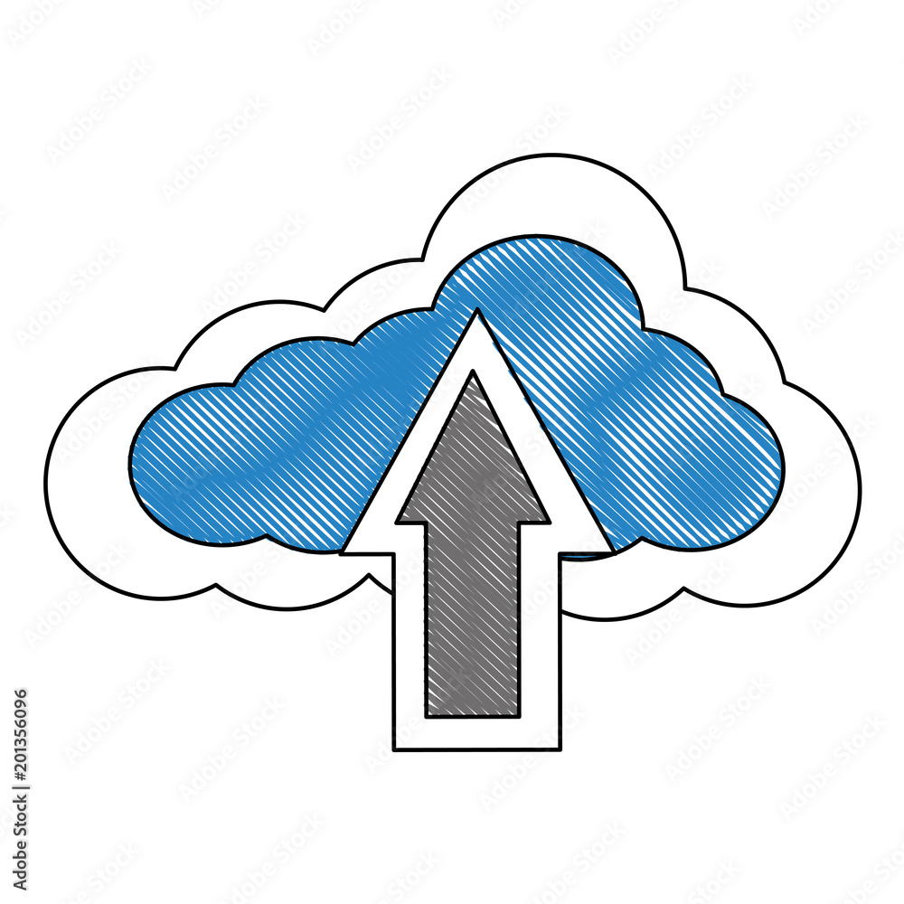 Poster cloud computing data upload information vector illustration drawing