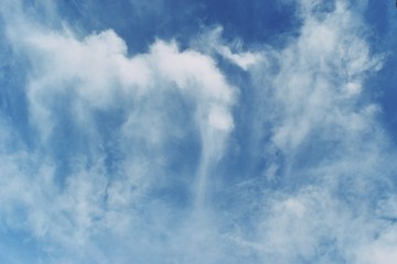 Bright cloud on beautiful blue sky , Fluffy clouds formations at tropical zone
