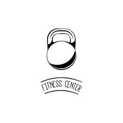 Weight sign icon, Kettlebell. Fitness center logo label emblem. Sport badge. Vector.
