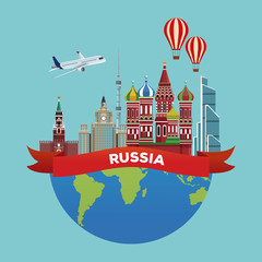 Fototapeta premium Russia travel poster vector illustration graphic design