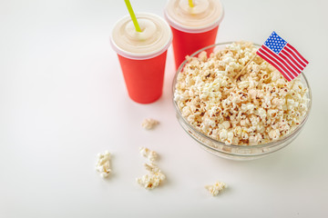 Popcorn in glass bowl