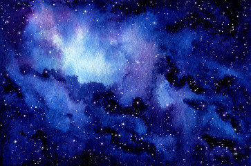 Watercolor Outer Space and Nebula