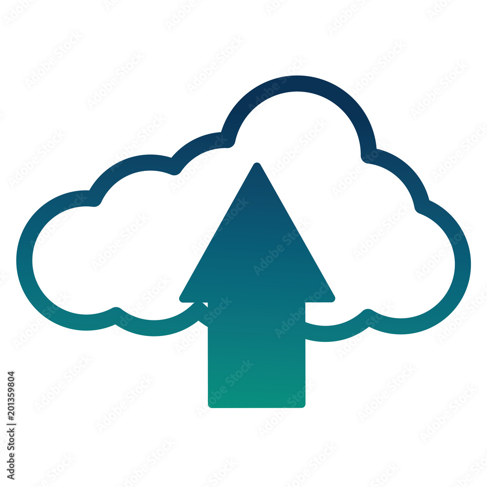 Poster cloud computing data upload information vector illustration degraded color