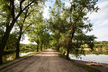 Village road through lakes