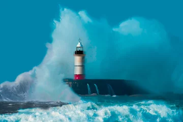 Rolgordijnen Perfect storm - Lighthouse - Stormforce - Storm Chaser © FitchyImages 