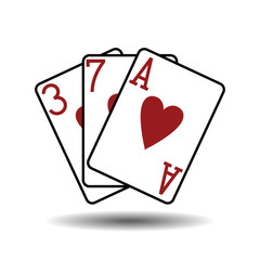Three hearts playing cards vector illustration