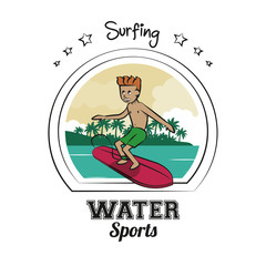 Water sports cartoon surfing vector illustration graphic design