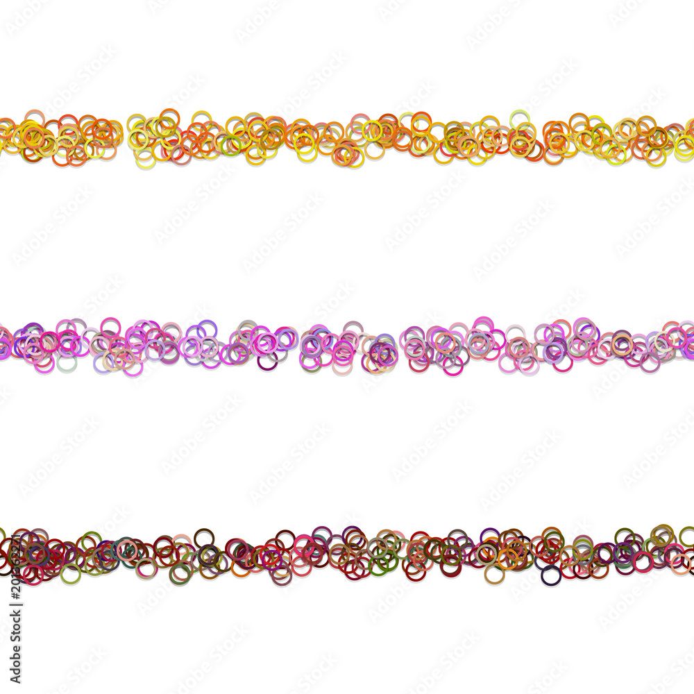Poster random circle pattern text divider line design set from colored rings - repeatable vector graphic de