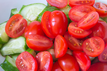 fresh cucumbers and tomato salad