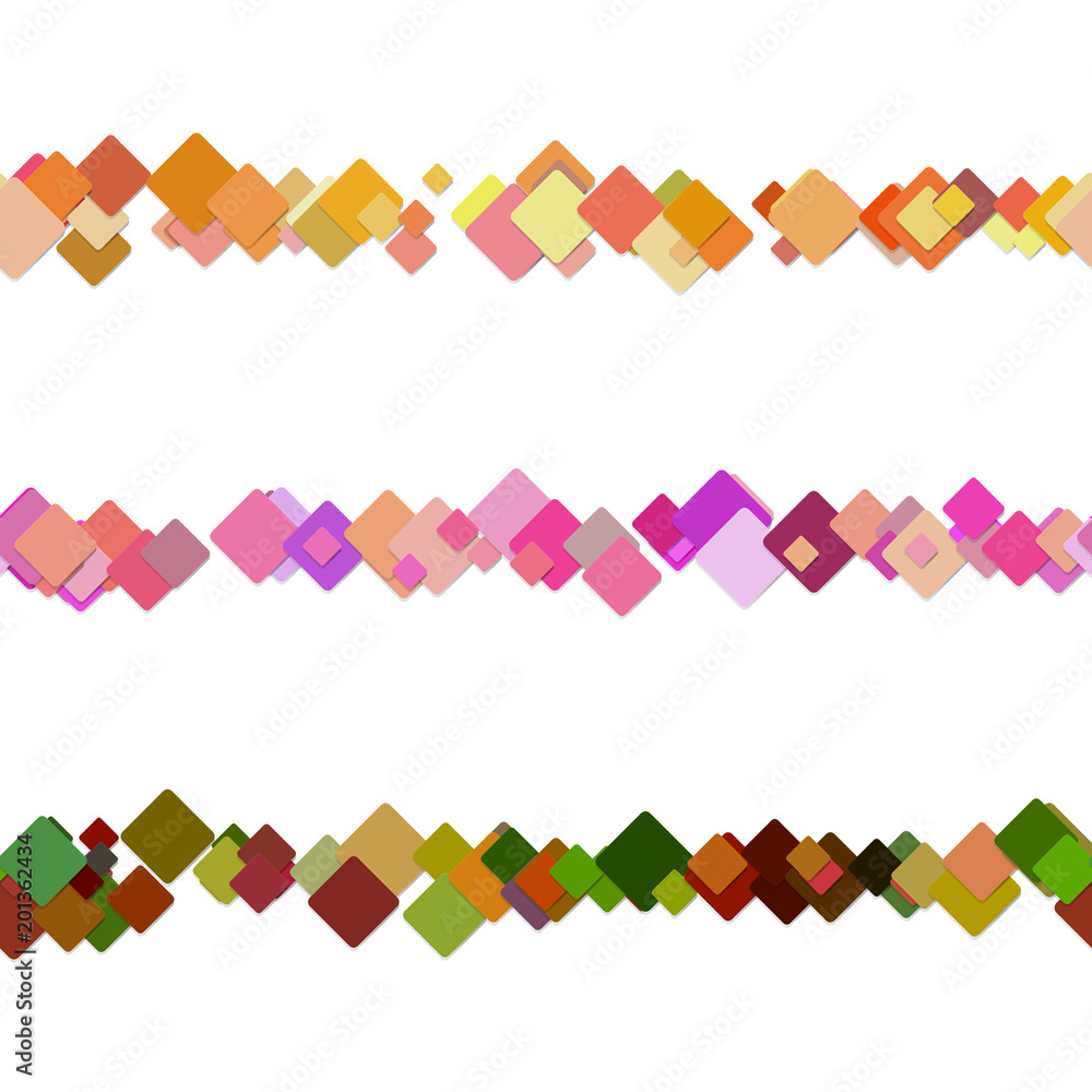 Poster repeatable random square pattern page separator line design set - vector graphic elements from color