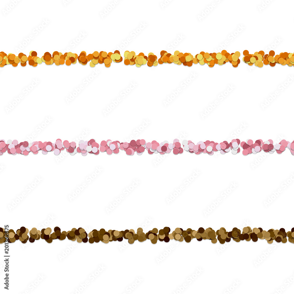 Poster seamless random dot pattern paragraph divider line set - vector graphic elements from colored circle