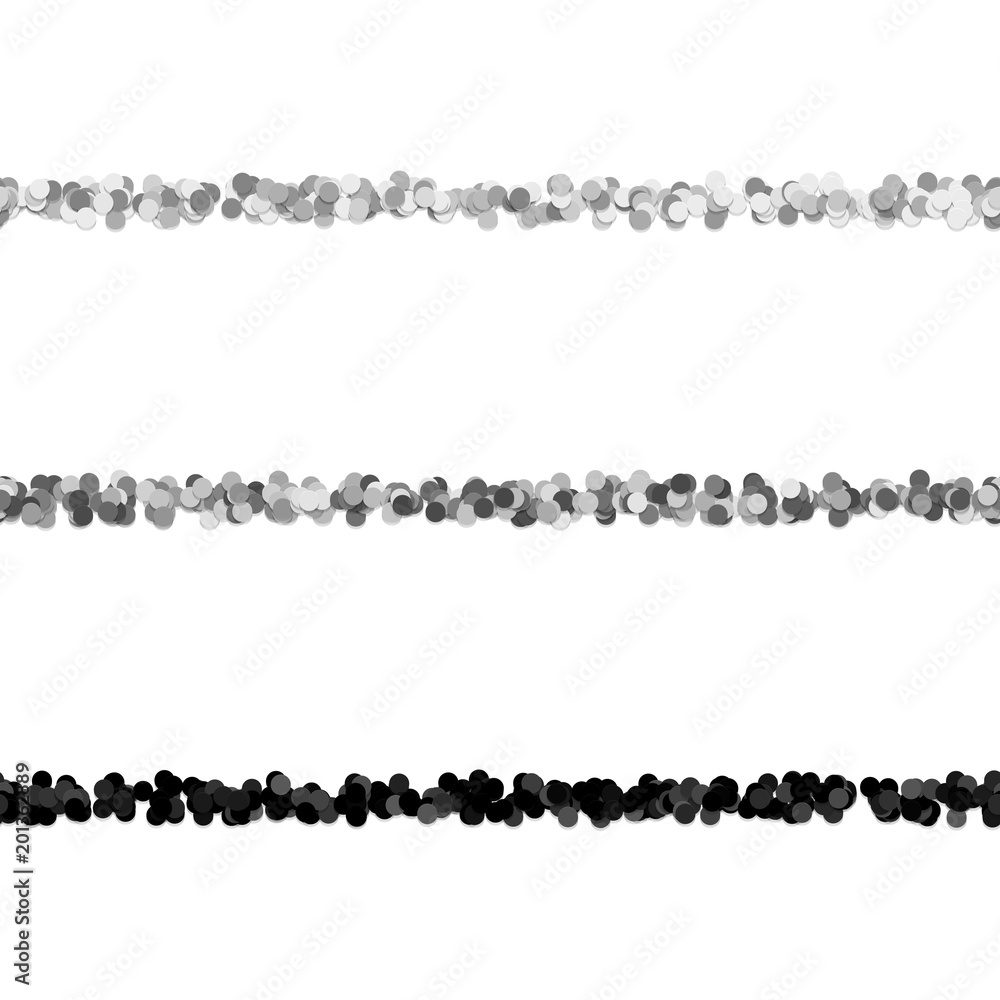 Poster random dot pattern line separator set from circles - vector design elements to divide page parts