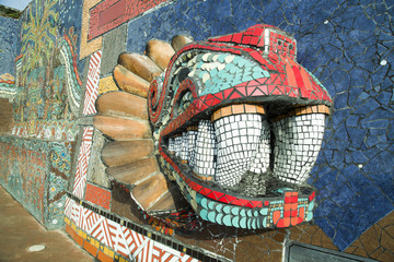 Tile and glass mural of Zacatlán de las manzanas, unique in Mexico, Puebla, Mexico