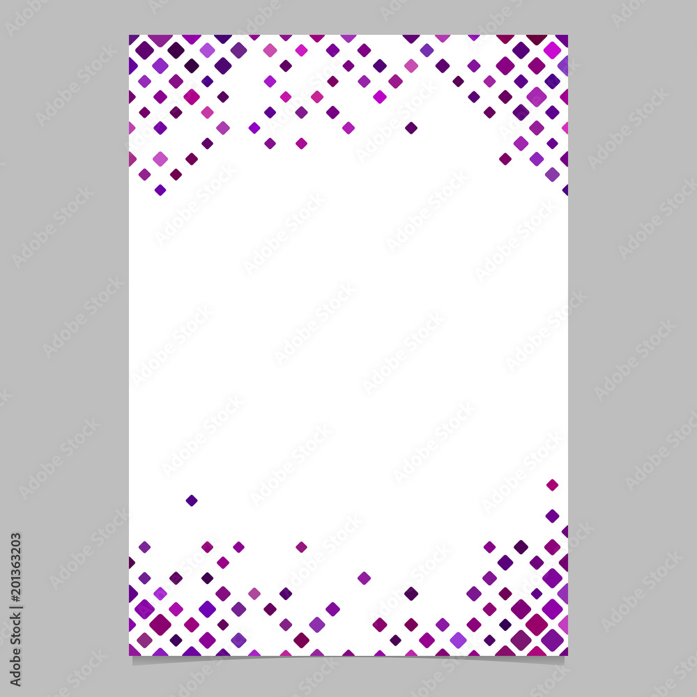 Aufkleber diagonal square pattern page border template - vector graphic design from rounded squares in purple 
