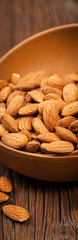 Almonds Nuts Background. Selective focus.