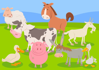 farm animal characters cartoon illustration