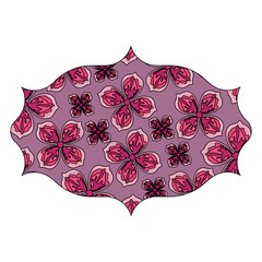 colorful arabic frame with beautiful flowers design. vector illustration