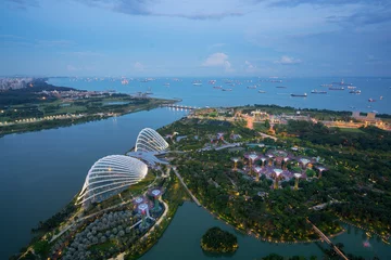 Küchenrückwand glas motiv Aerial night view of Singapore Gardens near Marina Bay in Singapore in night. © ake1150