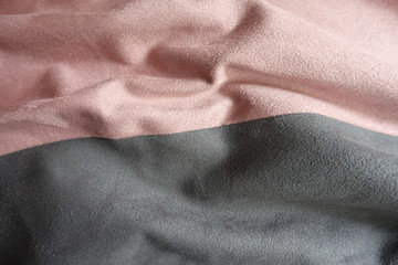 Folded artificial suede in pink and grey