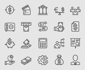 Line icons set for business finance