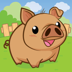 Obraz na płótnie Canvas Cute pig in the farm, Cute vector