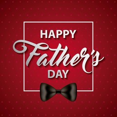 Naklejka premium happy fathers day frame sign celebration dad black bow red stripes background vector illustration
