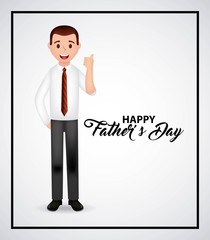 happy fathers day smiling man finger up casual suit vector illustration
