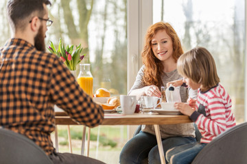 Family having breakfast