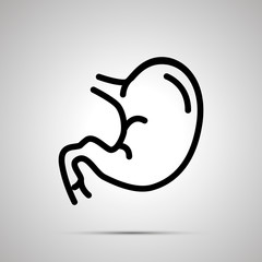 Simple black human stomach icon with with shadow