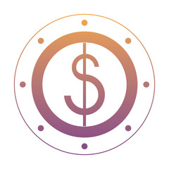 money coin icon over white background, vector illustration