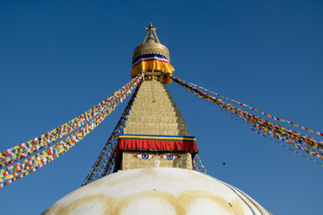 the great Boudha stupa, world heritage stie in 1979, 100 ft diameter, 1 hector width and 141.16 ft hight, Kathmandu, Nepal