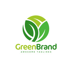 green leaf circle vector logo,Eco graphic creative template. nature health green logo vector