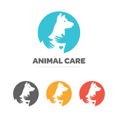 animal care logo design. dog vector icon in medical health.
