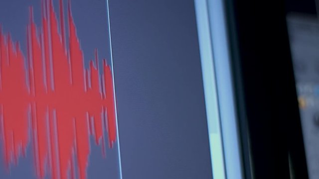 Professional sound recording audio studio computer screen to record music. Musical instruments, voices, singing and voiceovers.