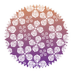 colorful seal stamp with floral design, vector illustration