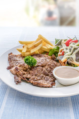 Grilled steak on dish