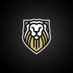 lion shield sport logo e-sport gaming team vector emblem