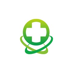 Obraz premium doctor, health logo design with green cross