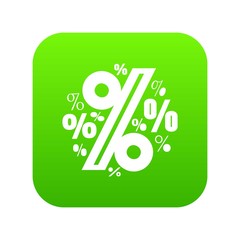 Percentage icon green vector isolated on white background