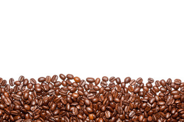 Coffee beans on the white background.